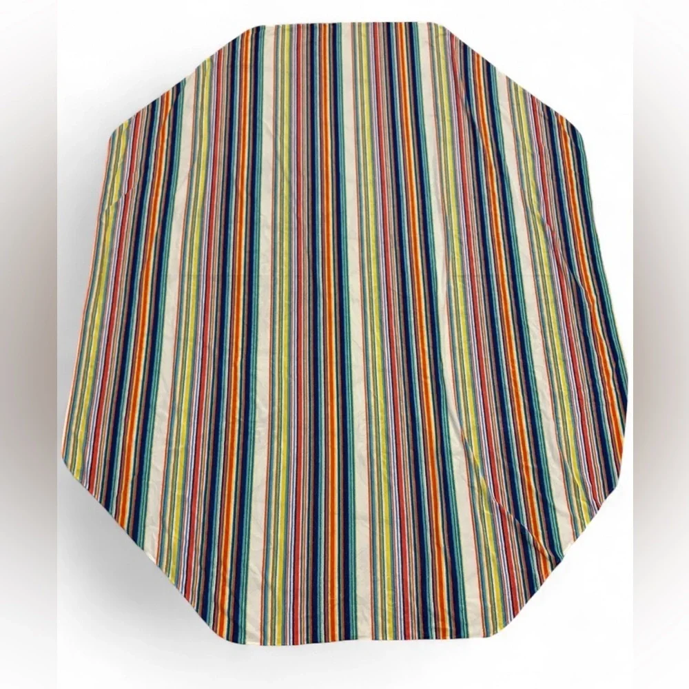 Vintage 1950s 60s Striped Multicol Terry Cloth Tablecloth 62x78 MCM Retro Picnic